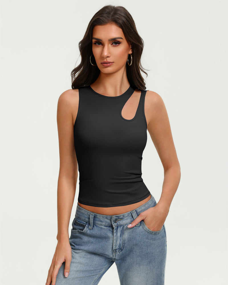 Hollow Out Crop Tank Top Y2K Fitted Going Out Concert Top