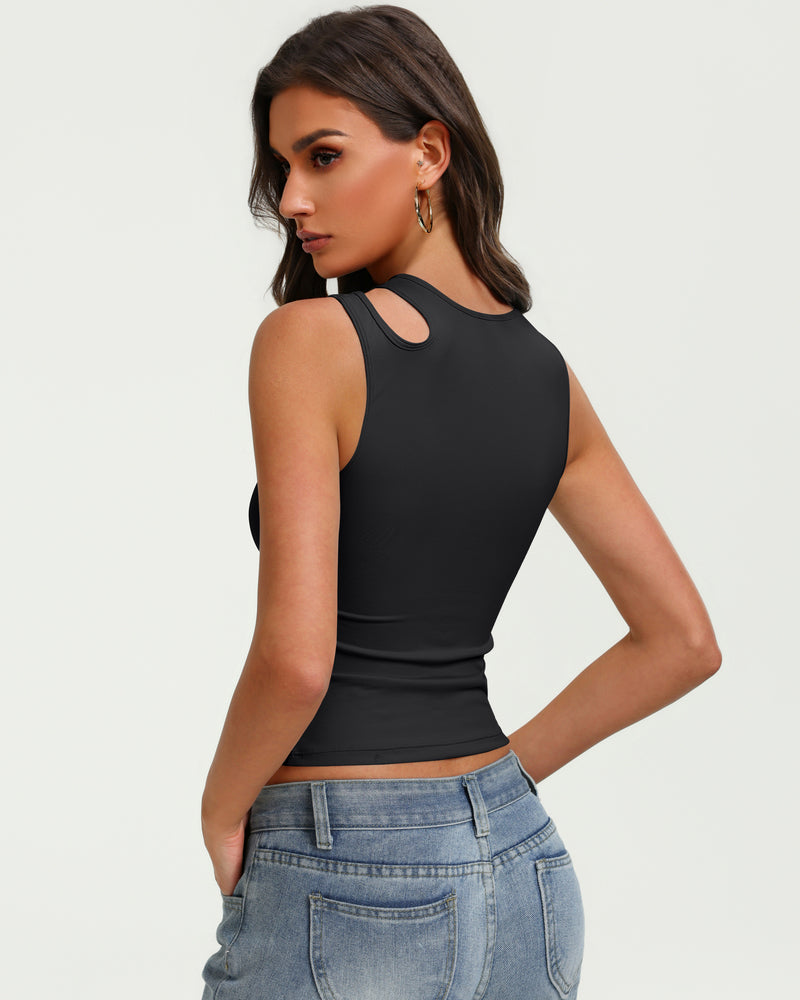 Hollow Out Crop Tank Top Y2K Fitted Going Out Concert Top