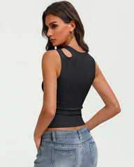 Hollow Out Crop Tank Top Y2K Fitted Going Out Concert Top