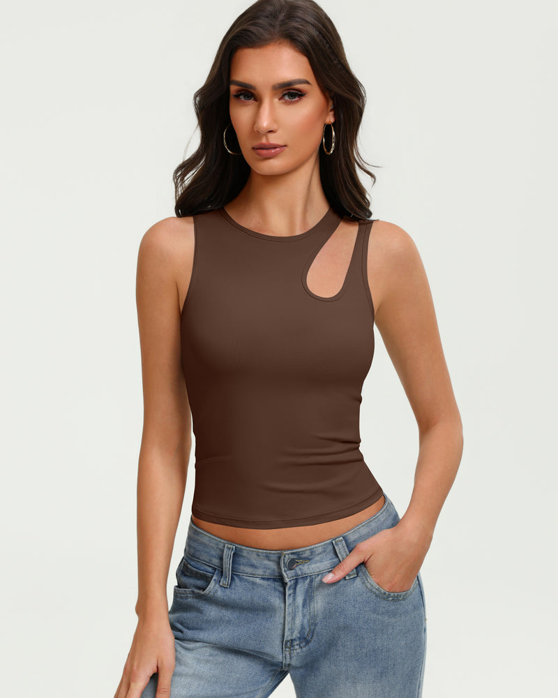 Hollow Out Crop Tank Top Y2K Fitted Going Out Concert Top