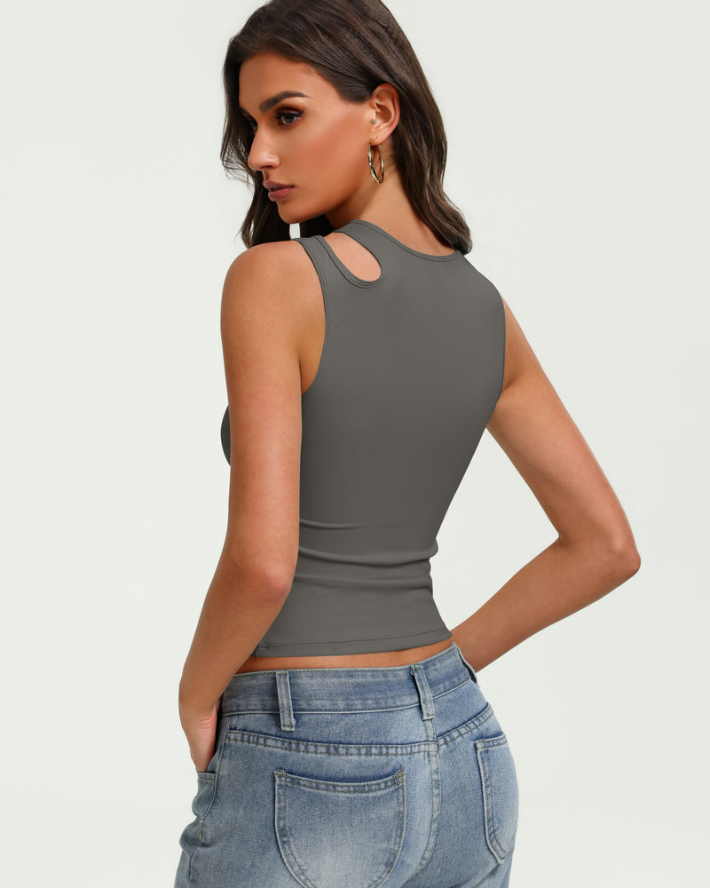 Hollow Out Crop Tank Top Y2K Fitted Going Out Concert Top