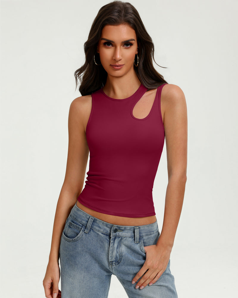 Hollow Out Crop Tank Top Y2K Fitted Going Out Concert Top