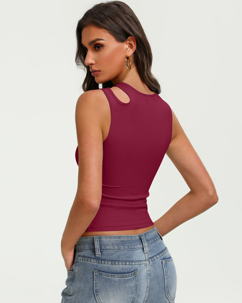Hollow Out Crop Tank Top Y2K Fitted Going Out Concert Top