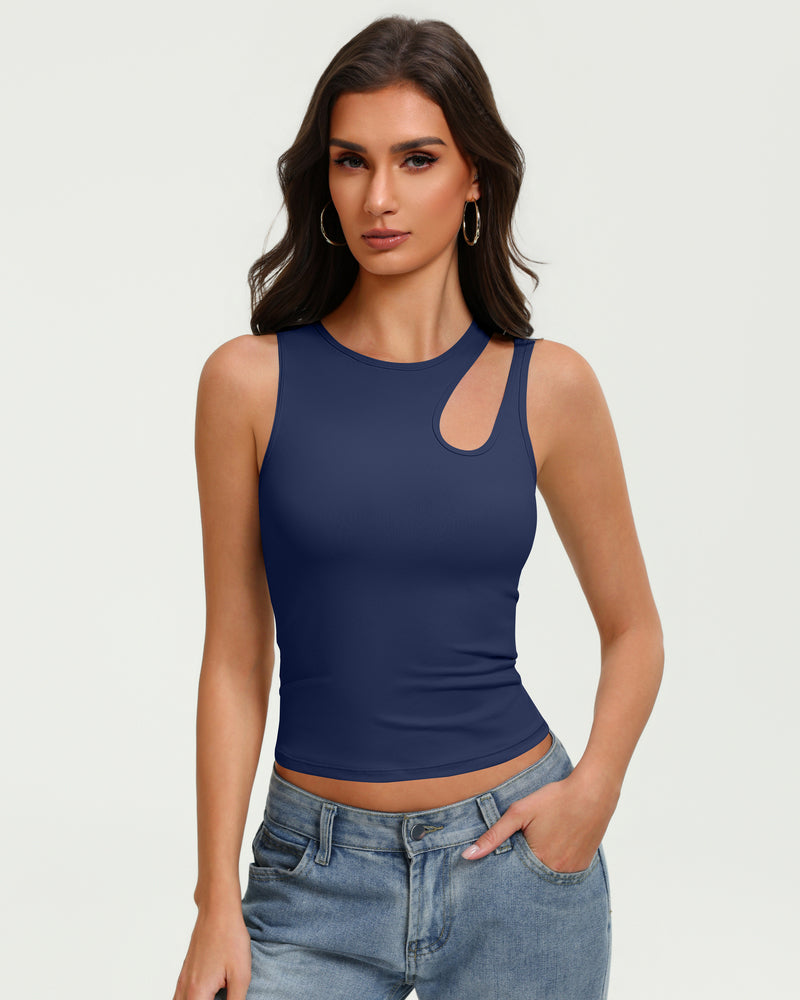 Hollow Out Crop Tank Top Y2K Fitted Going Out Concert Top