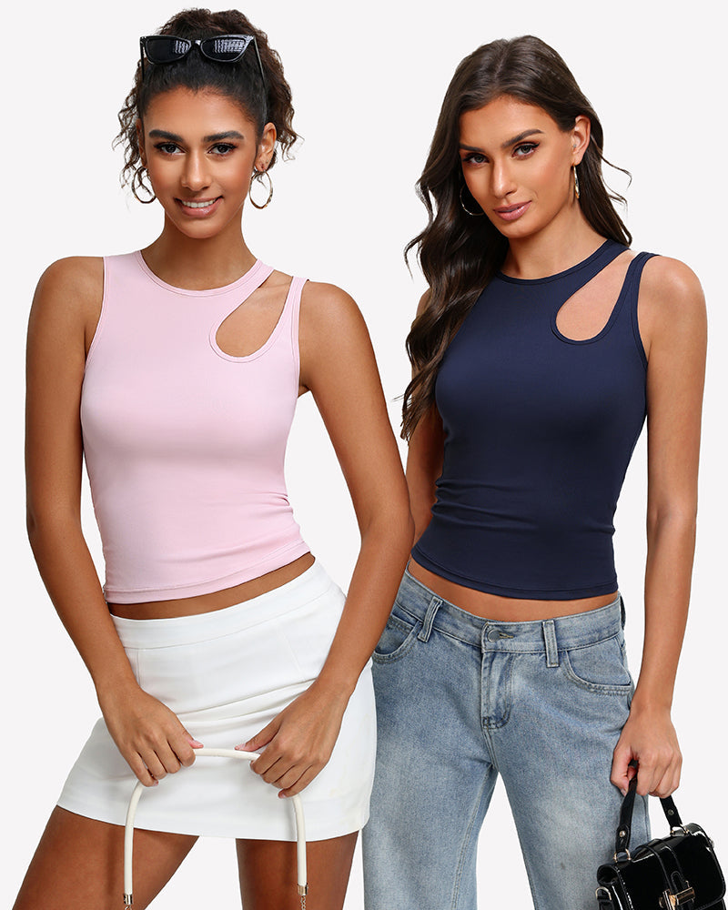 Hollow Out Crop Tank Top Y2K Fitted Going Out Concert Top