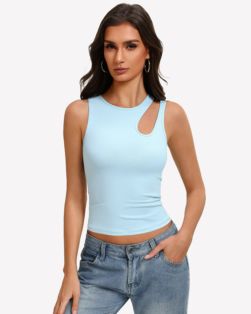 Hollow Out Crop Tank Top Y2K Fitted Going Out Concert Top