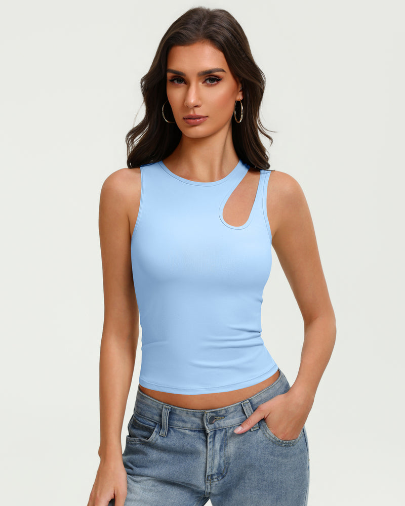 Hollow Out Crop Tank Top Y2K Fitted Going Out Concert Top