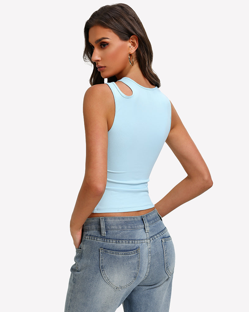 Hollow Out Crop Tank Top Y2K Fitted Going Out Concert Top