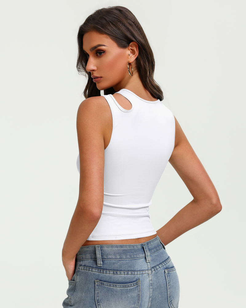 Hollow Out Crop Tank Top Y2K Fitted Going Out Concert Top