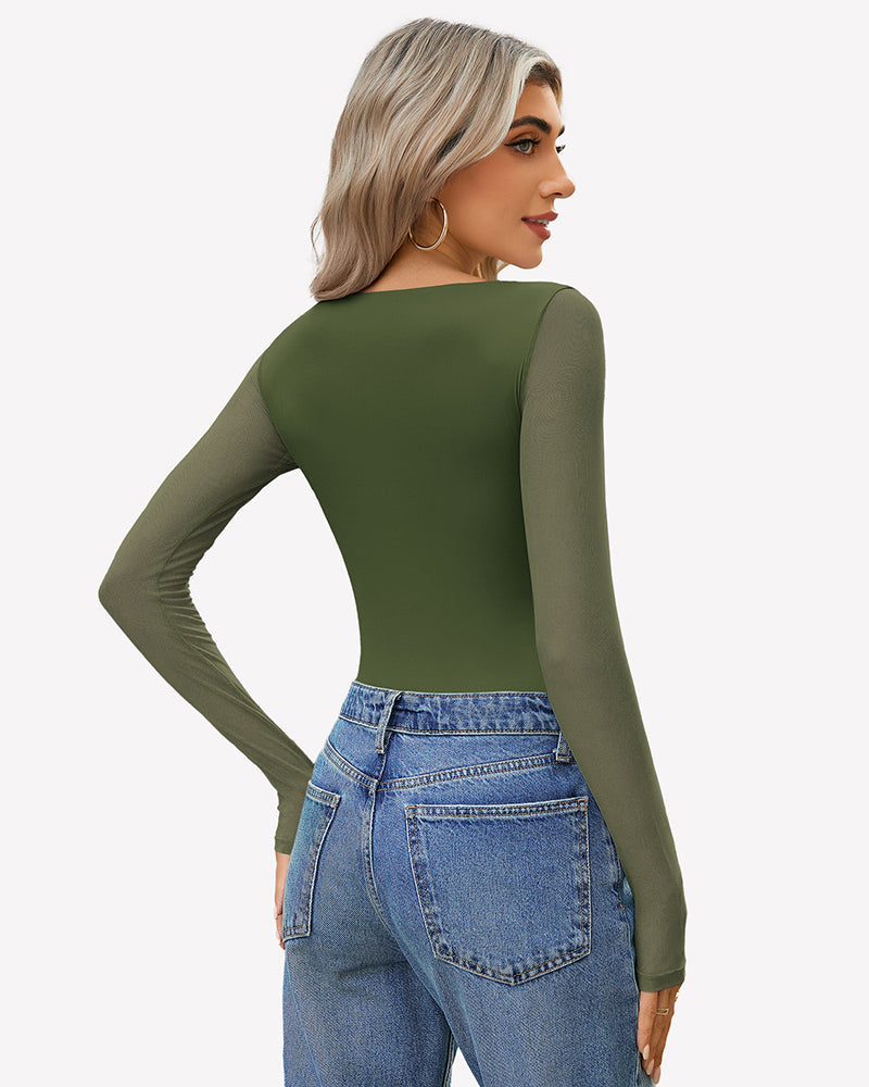 Mesh Long Sleeve Bodysuit