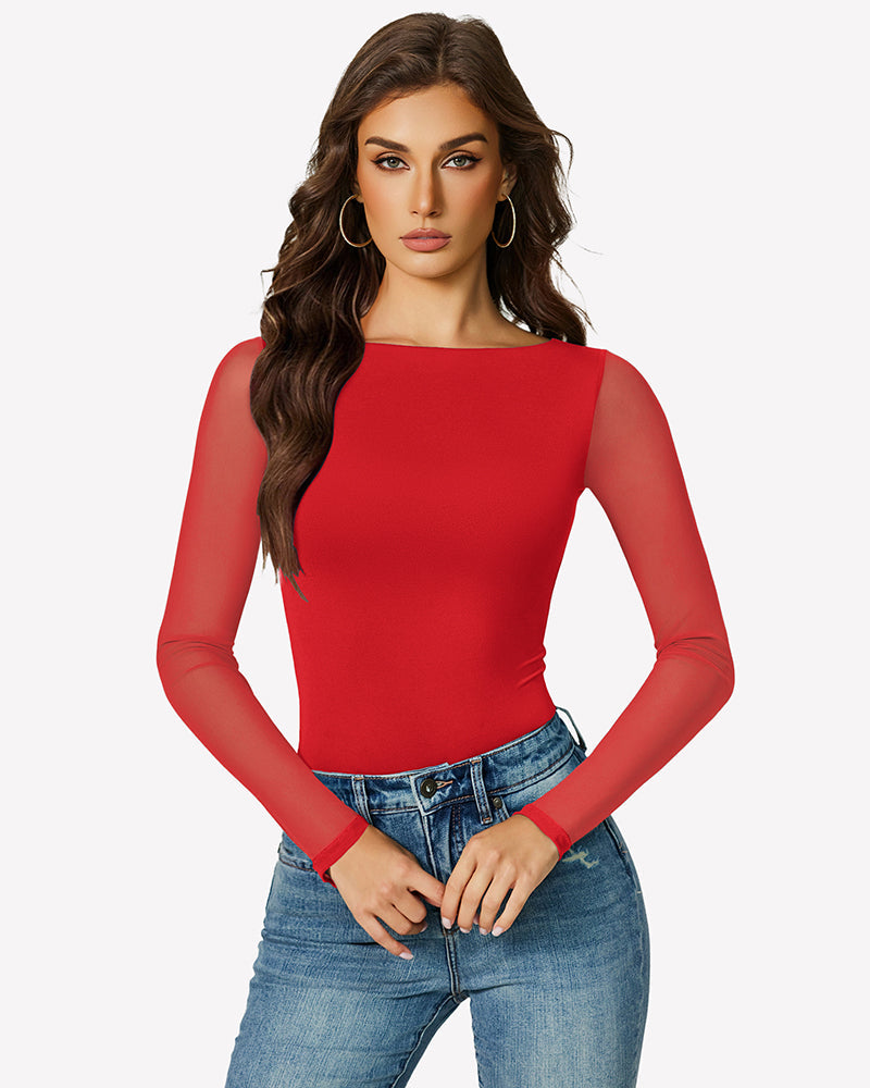 Mesh Long Sleeve Bodysuit