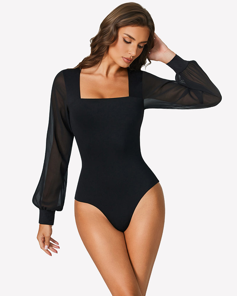 Puff Long Sleeve Bodysuit Leotards
