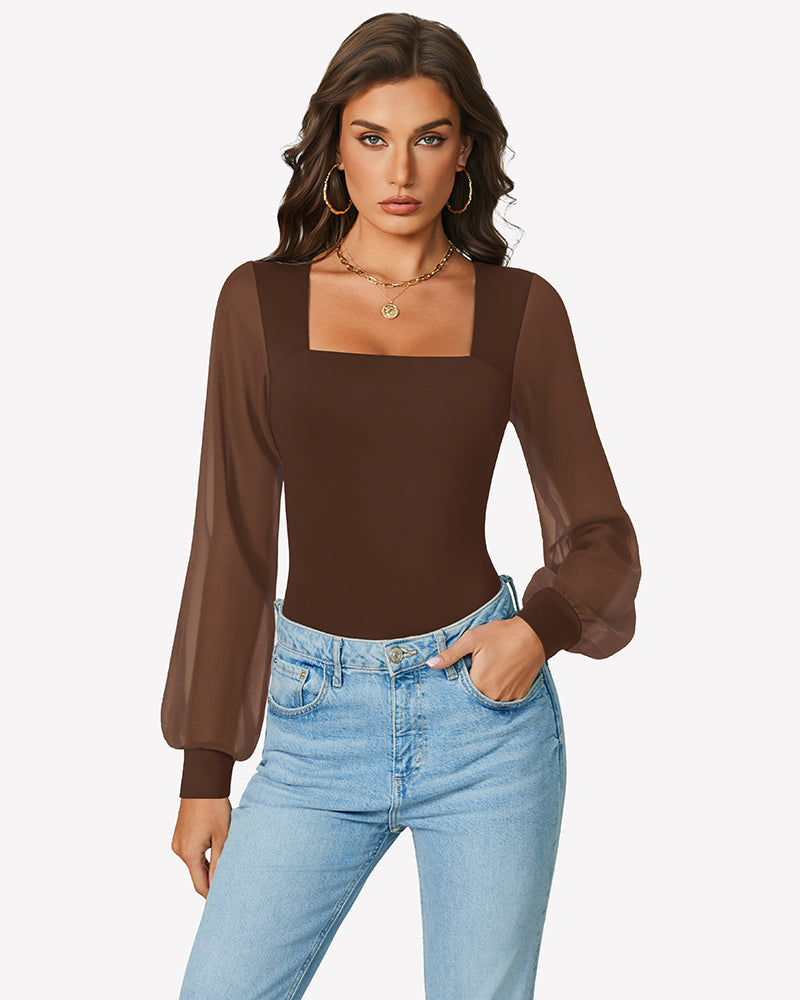 Puff Long Sleeve Bodysuit Leotards