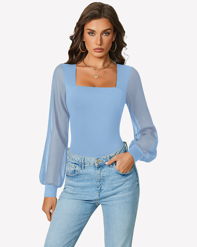 Puff Long Sleeve Bodysuit Leotards