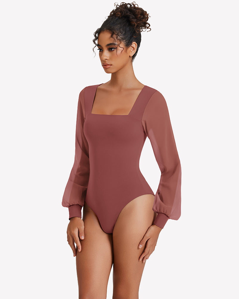 Puff Long Sleeve Bodysuit Leotards