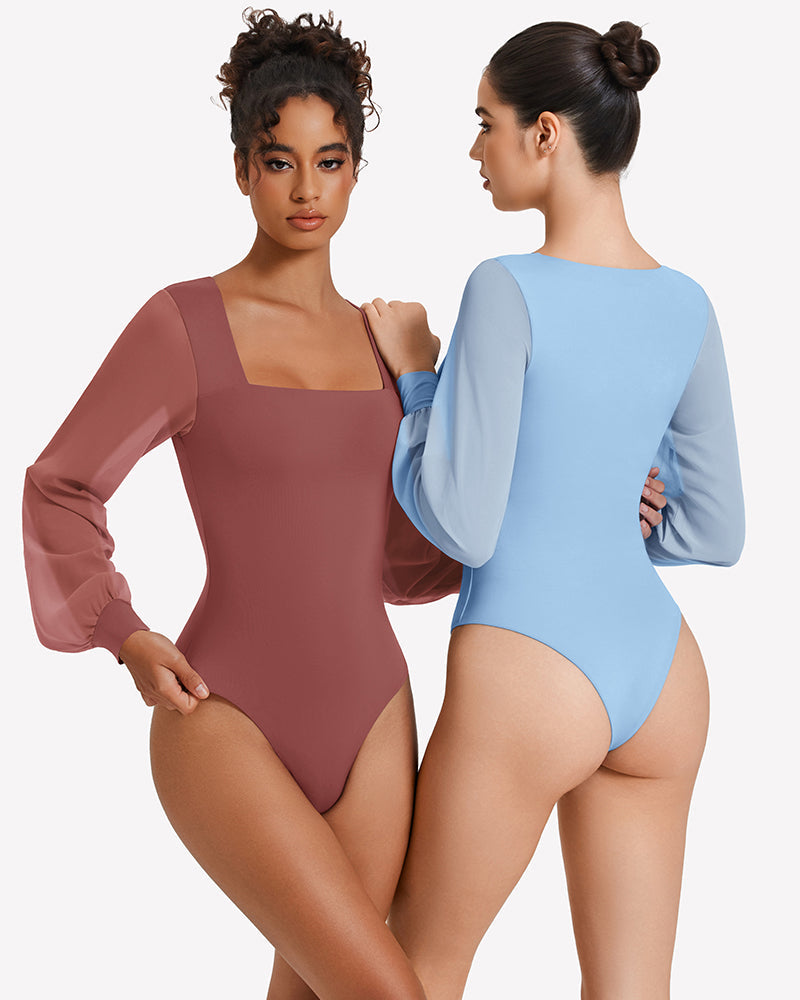 Puff Long Sleeve Bodysuit Leotards