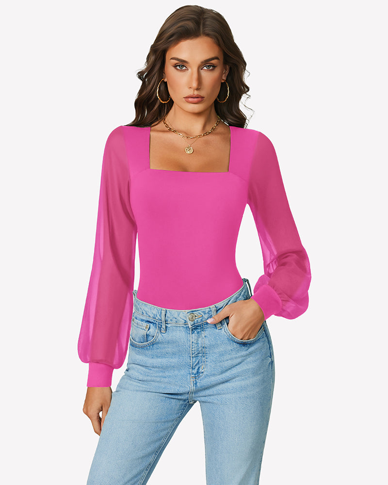 Puff Long Sleeve Bodysuit Leotards