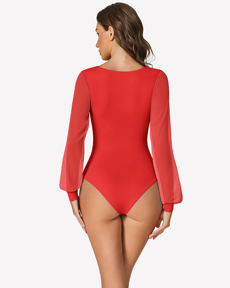 Puff Long Sleeve Bodysuit Leotards