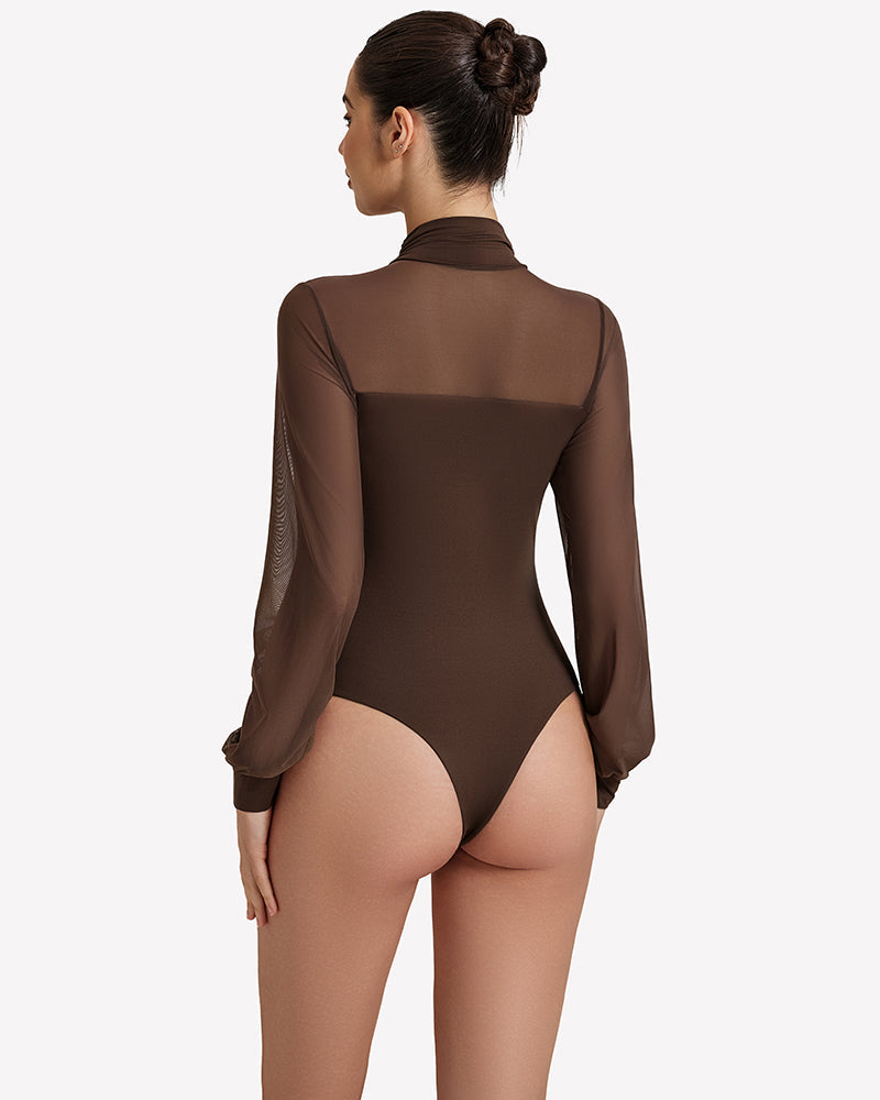 Long Sleeve Mesh Turtleneck Bodysuit