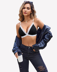 Ribbed Bra and Pany Set with Lace Trim