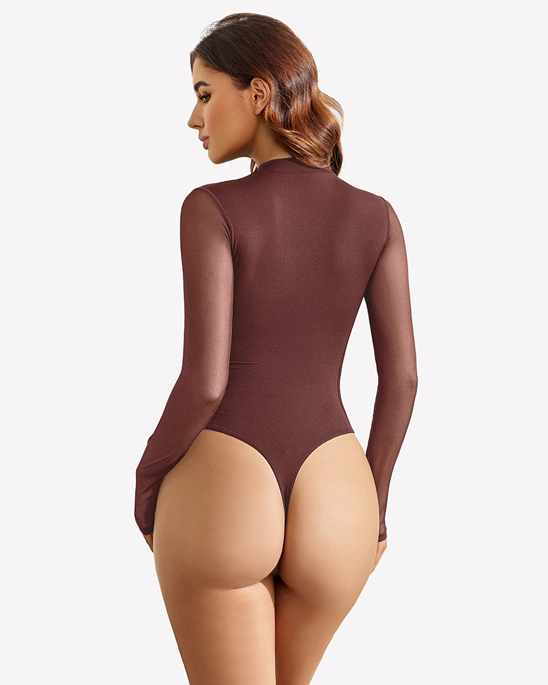 Long Sleeve Thong Bodysuit Shapewear