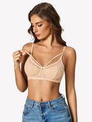 Underwire Lace Floral Crossover Bra
