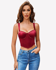 V Neck Corset Bustier Crop Top Boned Underwire Concert Outfit