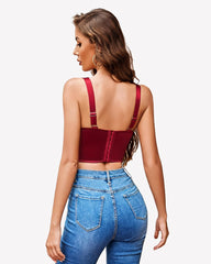V Neck Corset Bustier Crop Top Boned Underwire Concert Outfit