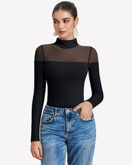 Long Sleeve Turtle Leotard Tops