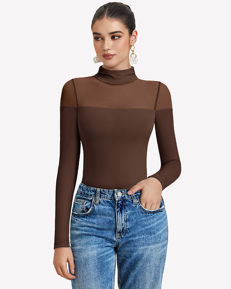 Long Sleeve Turtle Leotard Tops