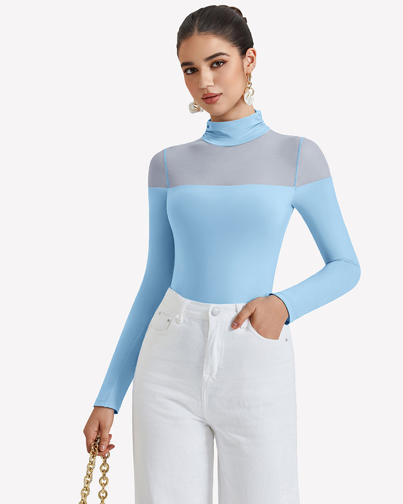 Long Sleeve Turtle Leotard Tops