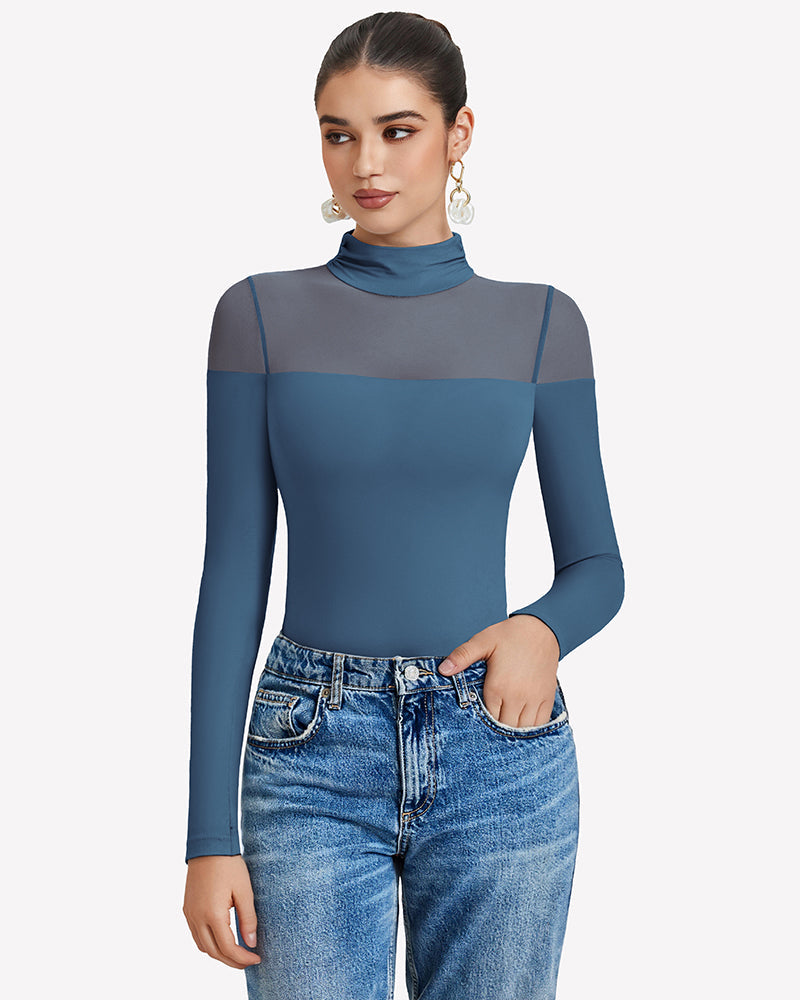 Long Sleeve Turtle Leotard Tops