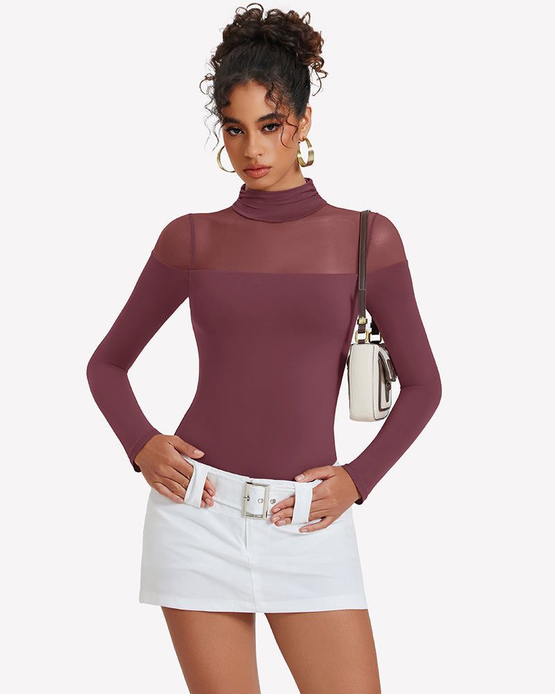 Long Sleeve Turtle Leotard Tops