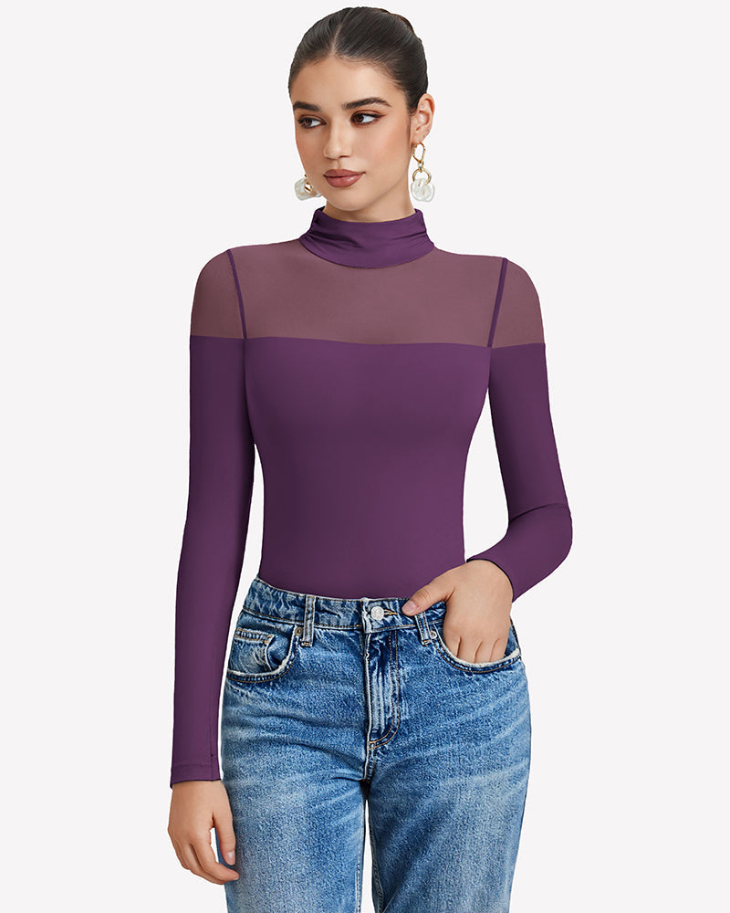 Long Sleeve Turtle Leotard Tops