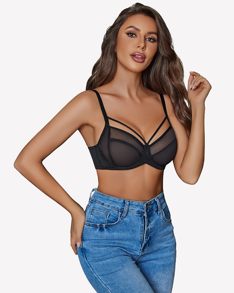 Sheer Mesh Full Coverage Unlined Minimier Bra