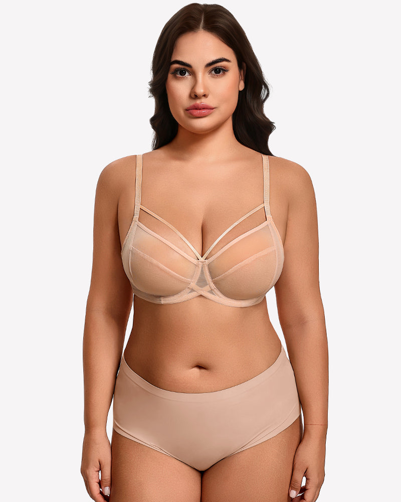 Sheer Mesh Full Coverage Unlined Minimier Bra