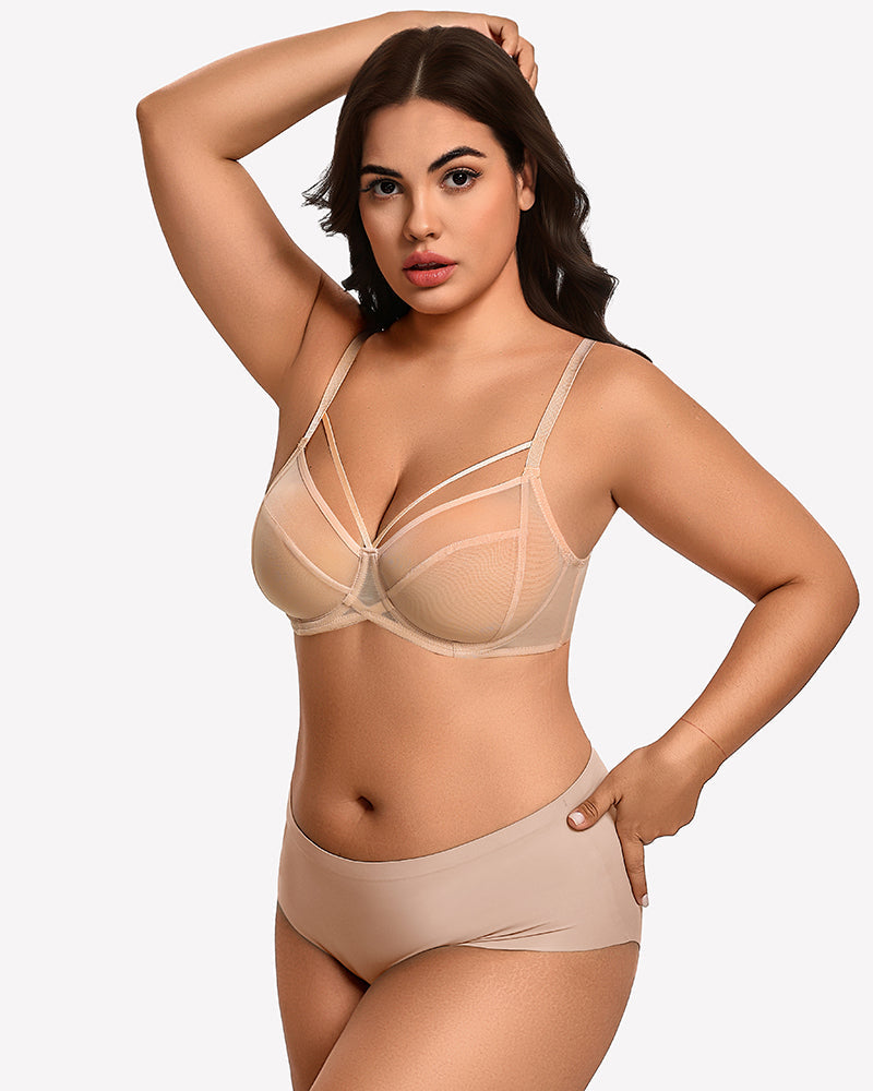 Sheer Mesh Full Coverage Unlined Minimier Bra