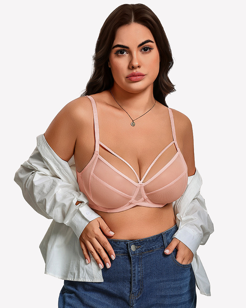 Sheer Mesh Full Coverage Unlined Minimier Bra