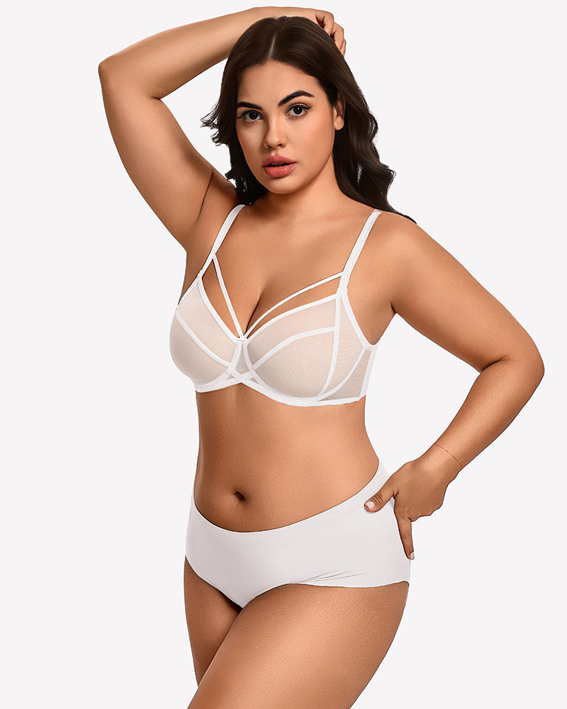 Sheer Mesh Full Coverage Unlined Minimier Bra