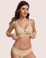 No Underwire Seamless Bralette Cutout Bra with Velvet Trim
