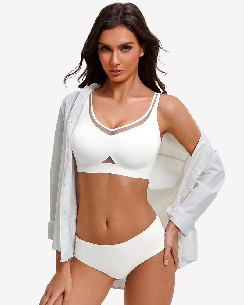 Mesh Full Coverage Jelly Padded Bralette Bra