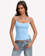 Halter Tops Double Lined Cute Crop Tank Top