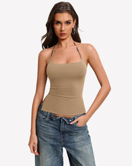 Halter Tops Double Lined Cute Crop Tank Top