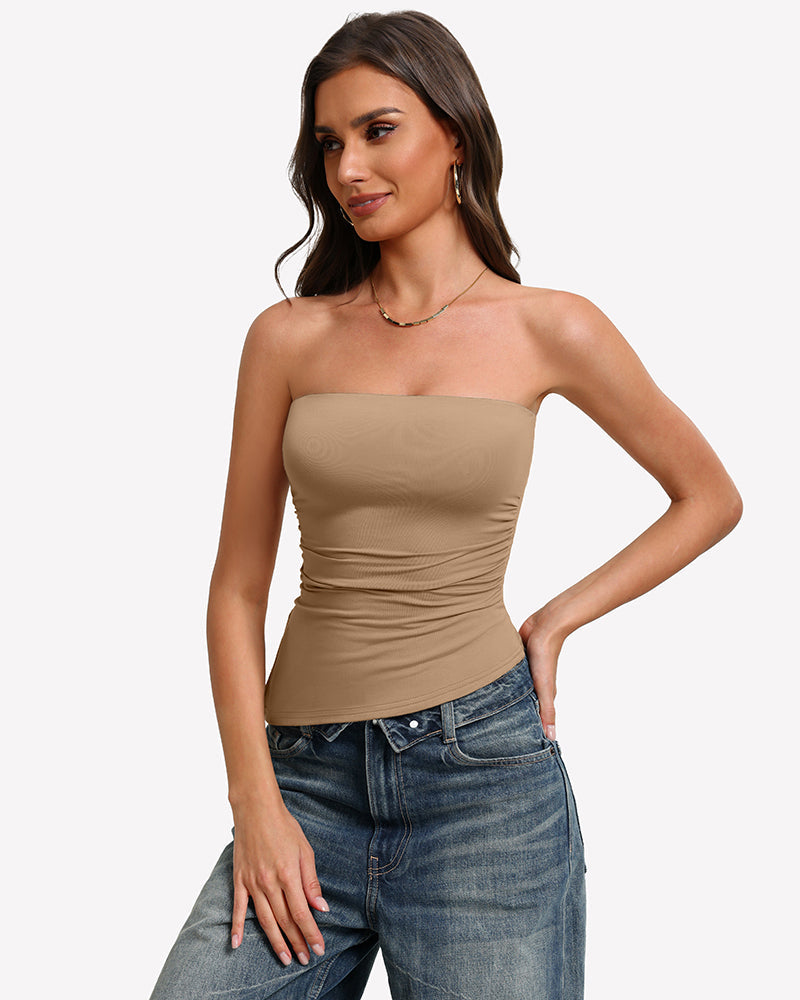 Strapless Tube Top Double Lined & Non-Slip Tops