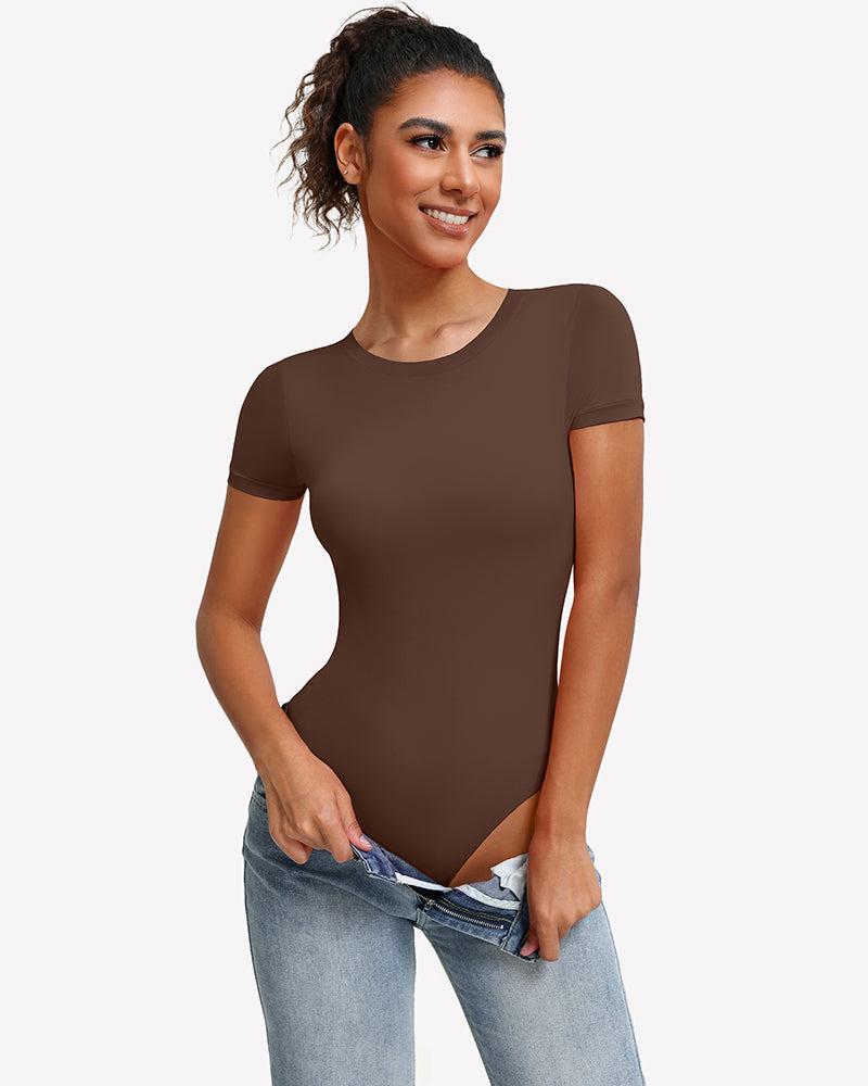 Short Sleeve Snap Bodysuit ¡§C One Piece Leotard Top