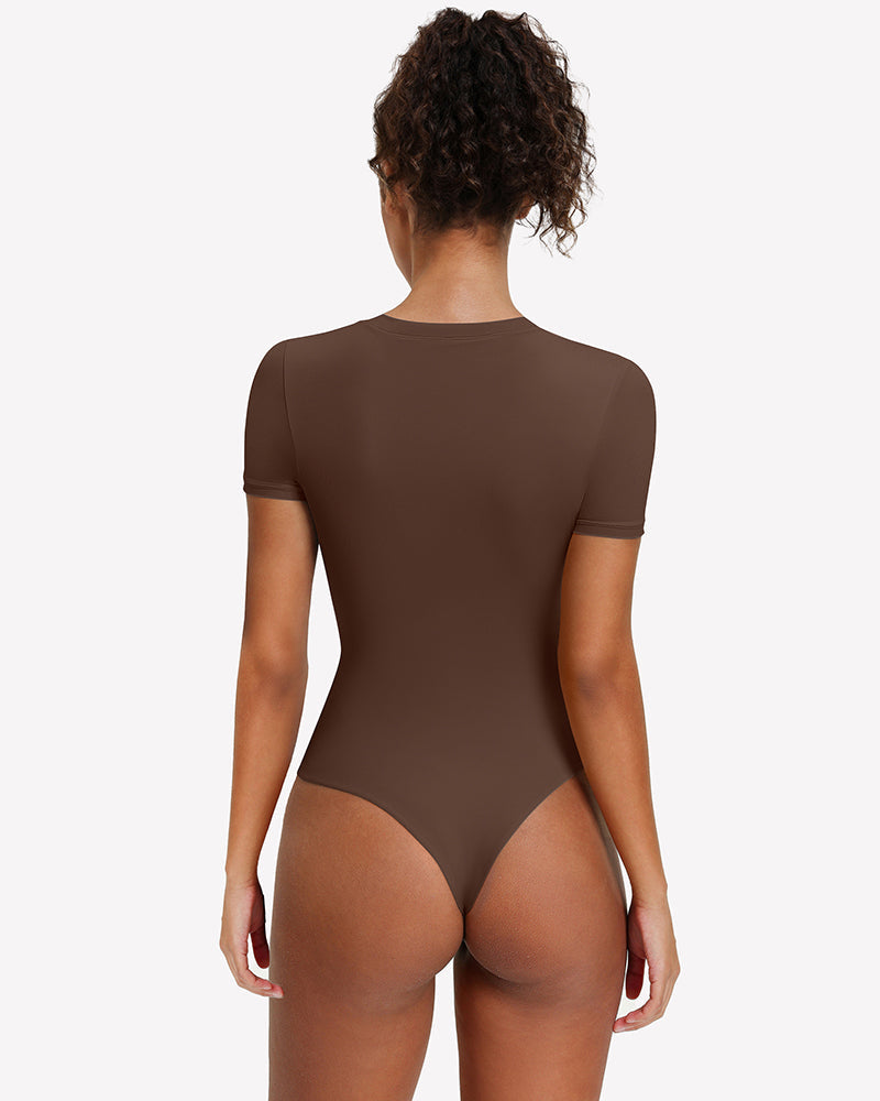 Short Sleeve Snap Bodysuit ¡§C One Piece Leotard Top