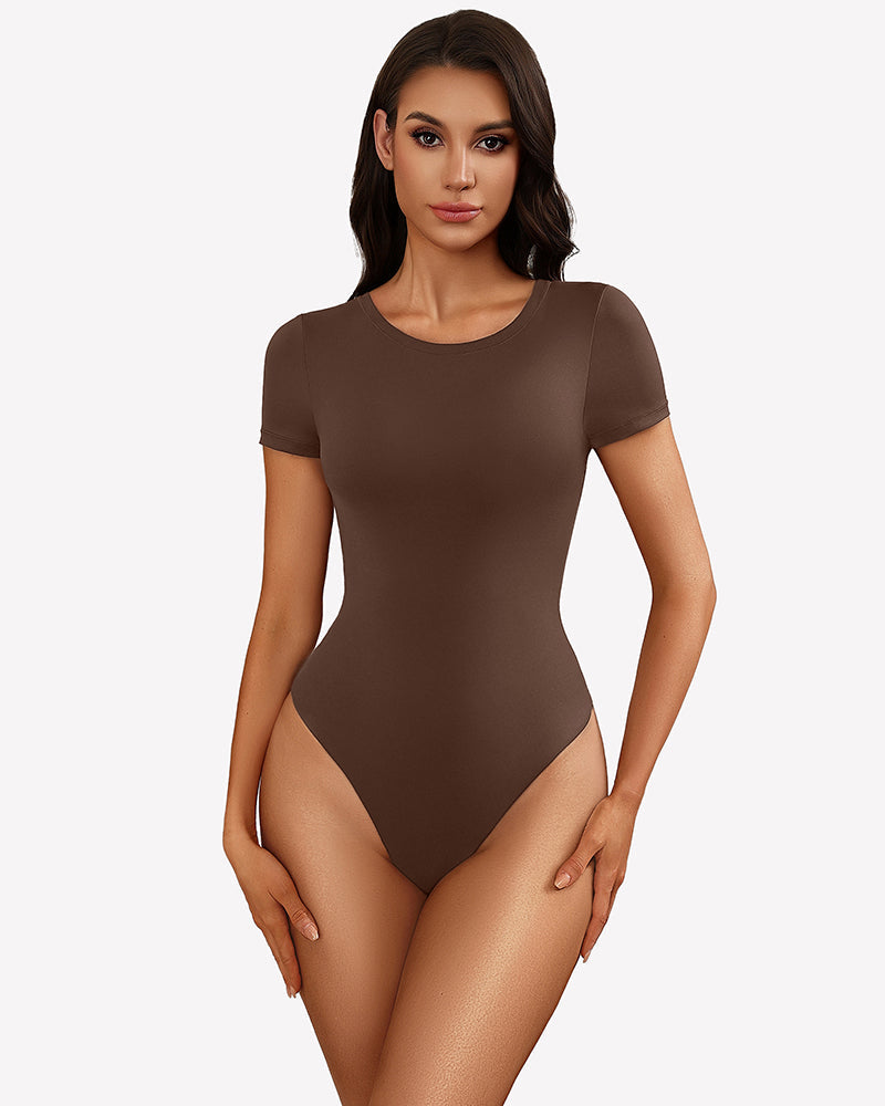 Short Sleeve Snap Bodysuit ¡§C One Piece Leotard Top