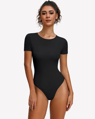 Short Sleeve Snap Bodysuit ¡§C One Piece Leotard Top