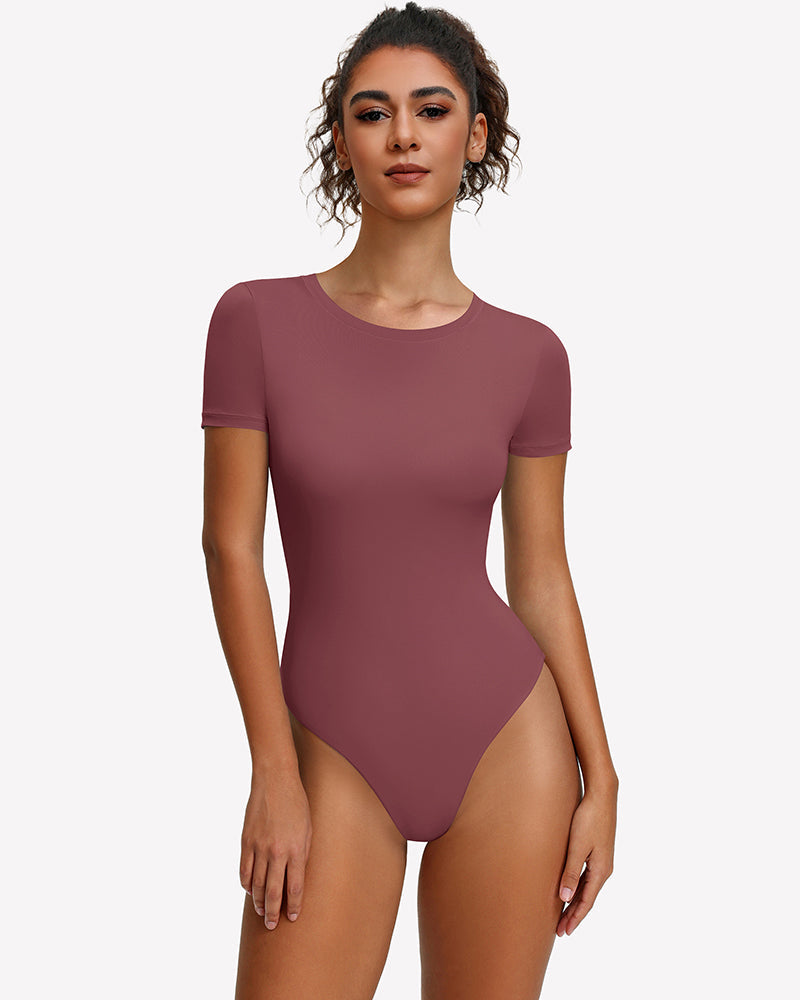 Short Sleeve Snap Bodysuit ¡§C One Piece Leotard Top