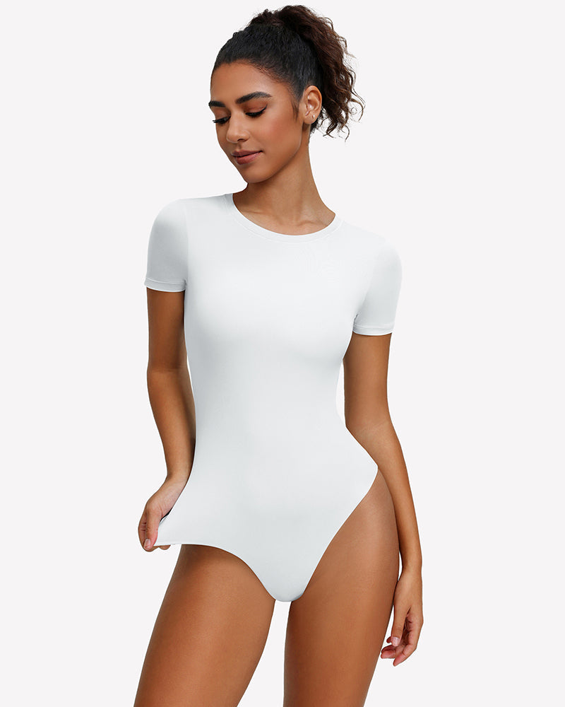 Short Sleeve Snap Bodysuit ¡§C One Piece Leotard Top